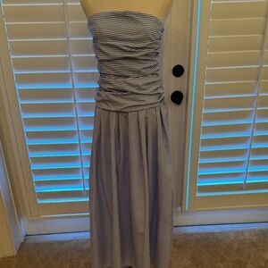 Petal & Pup Strapless Blue and White Dress